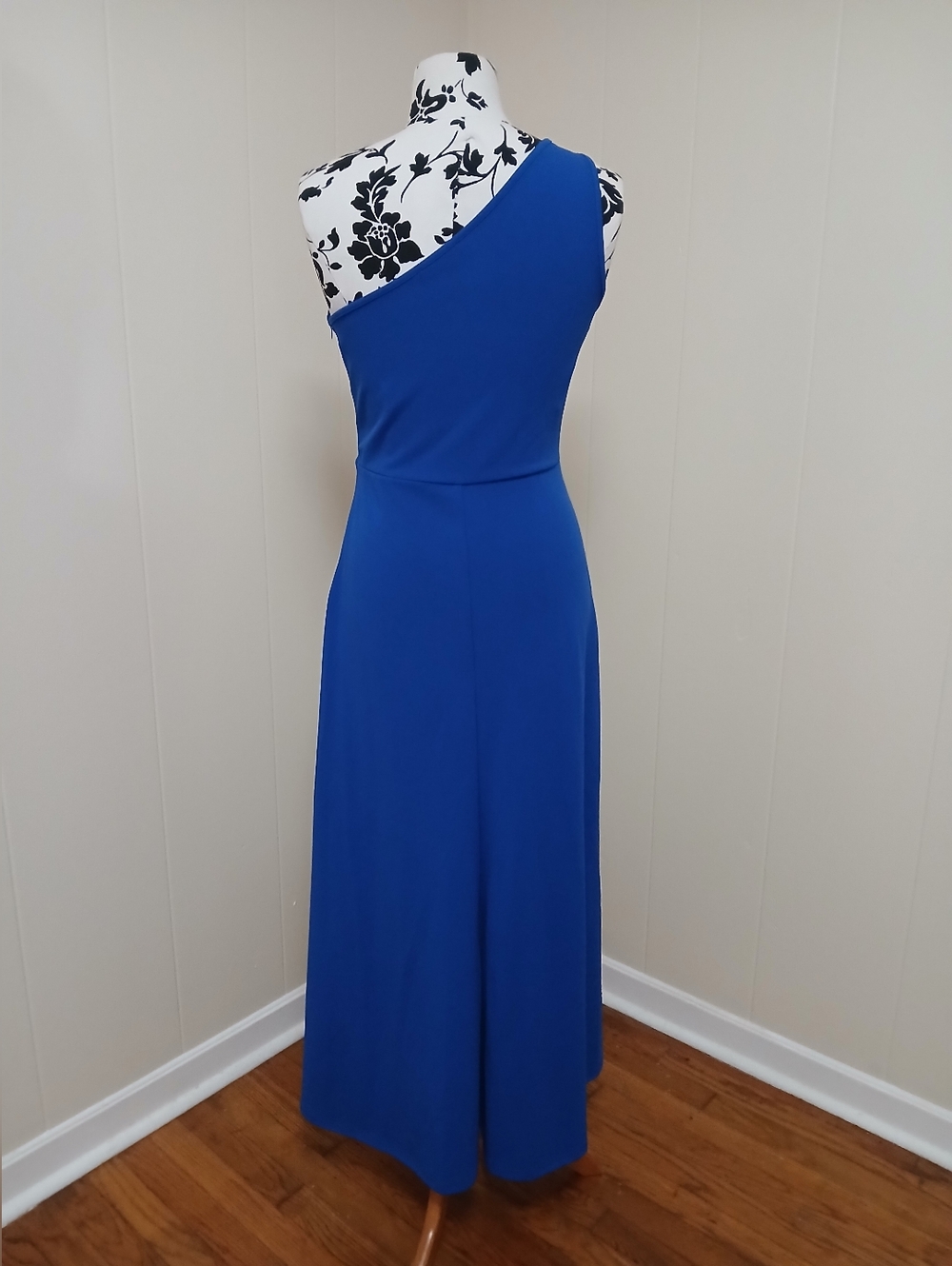 One-Shoulder Royal Blue Ruffle Maxi Dress - Picture 6 of 10